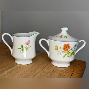 Mikasa Porcelain Cream and Sugar set Couture Collection Tea Garden
